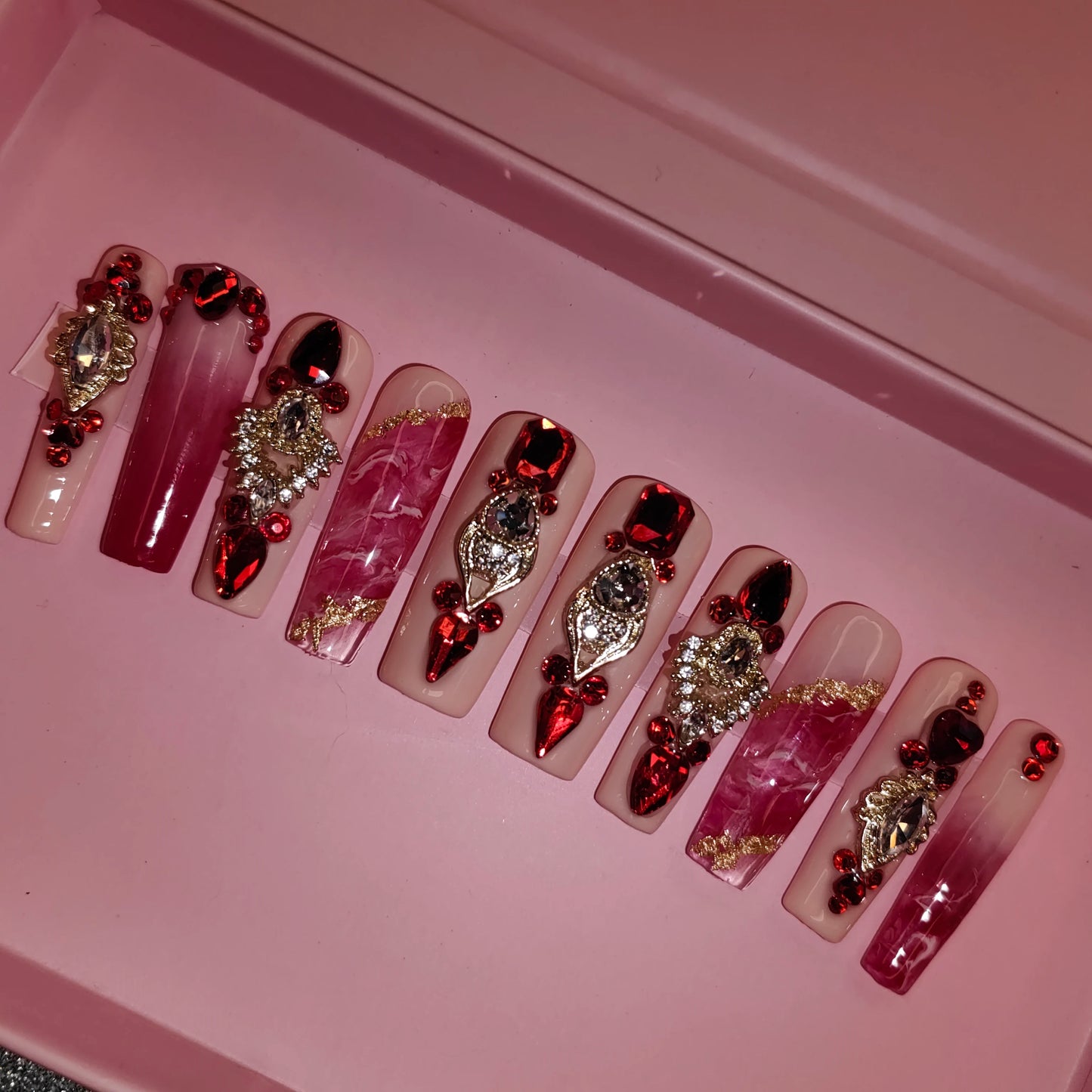 High Quality Multiply Designs 3D Handmade Customize Salon Press on Nails Acrylic Materials Set Good Vibrations