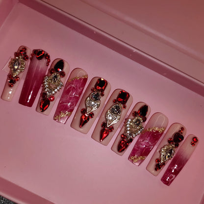 High Quality Multiply Designs 3D Handmade Customize Salon Press on Nails Acrylic Materials Set Good Vibrations
