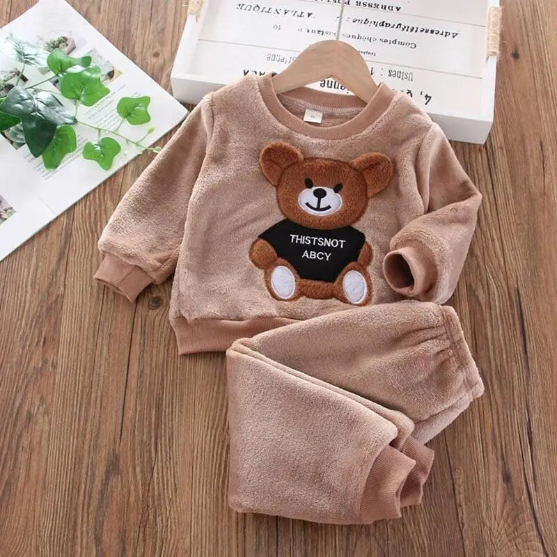 Baby Boys And Girls Clothing Set Tricken Fleece Children Hooded Outerwear Tops Pants 3PCS Outfits Kids Toddler Warm Costume Suit Good Vibrations