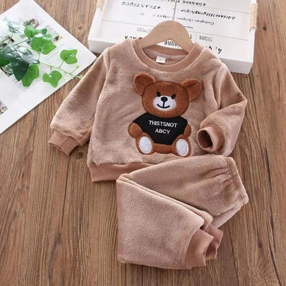 Baby Boys And Girls Clothing Set Tricken Fleece Children Hooded Outerwear Tops Pants 3PCS Outfits Kids Toddler Warm Costume Suit Good Vibrations