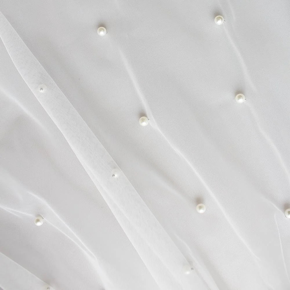 LUOXIN Customized Beautiful Wedding Dress Pearly Long Veil Ivory Bridal Veil Good Vibrations