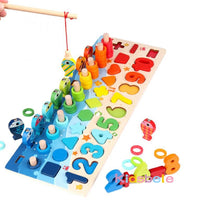 Kids Montessori Math Toys For Toddlers Educational Wooden Puzzle Fishing Toys Count Number Shape Matching Sorter Games Board Toy Good Vibrations