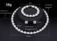 Wedding Bridal Jewelry Set String of Pearls Prom Silver Color Crystal Bracelet Necklace Earrings for Women jewellery sets Good Vibrations Adult Super Store