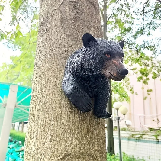 1pc, Tree Decoration Outdoor Baby Bear Garden Hide And Seek Tree Hug Outdoor Tree Sculpture Good Vibrations
