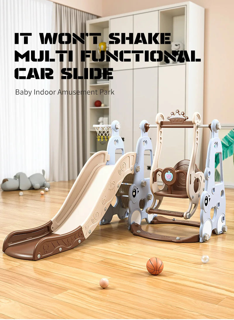 Indoor 6-in-1 Plastic Swing and Slide Set for Kids PE Baby Climbing Equipment Kindergarten Daycare Playhouse Good Vibrations