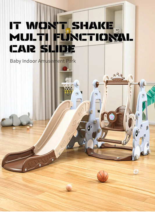 Indoor 6-in-1 Plastic Swing and Slide Set for Kids PE Baby Climbing Equipment Kindergarten Daycare Playhouse Good Vibrations