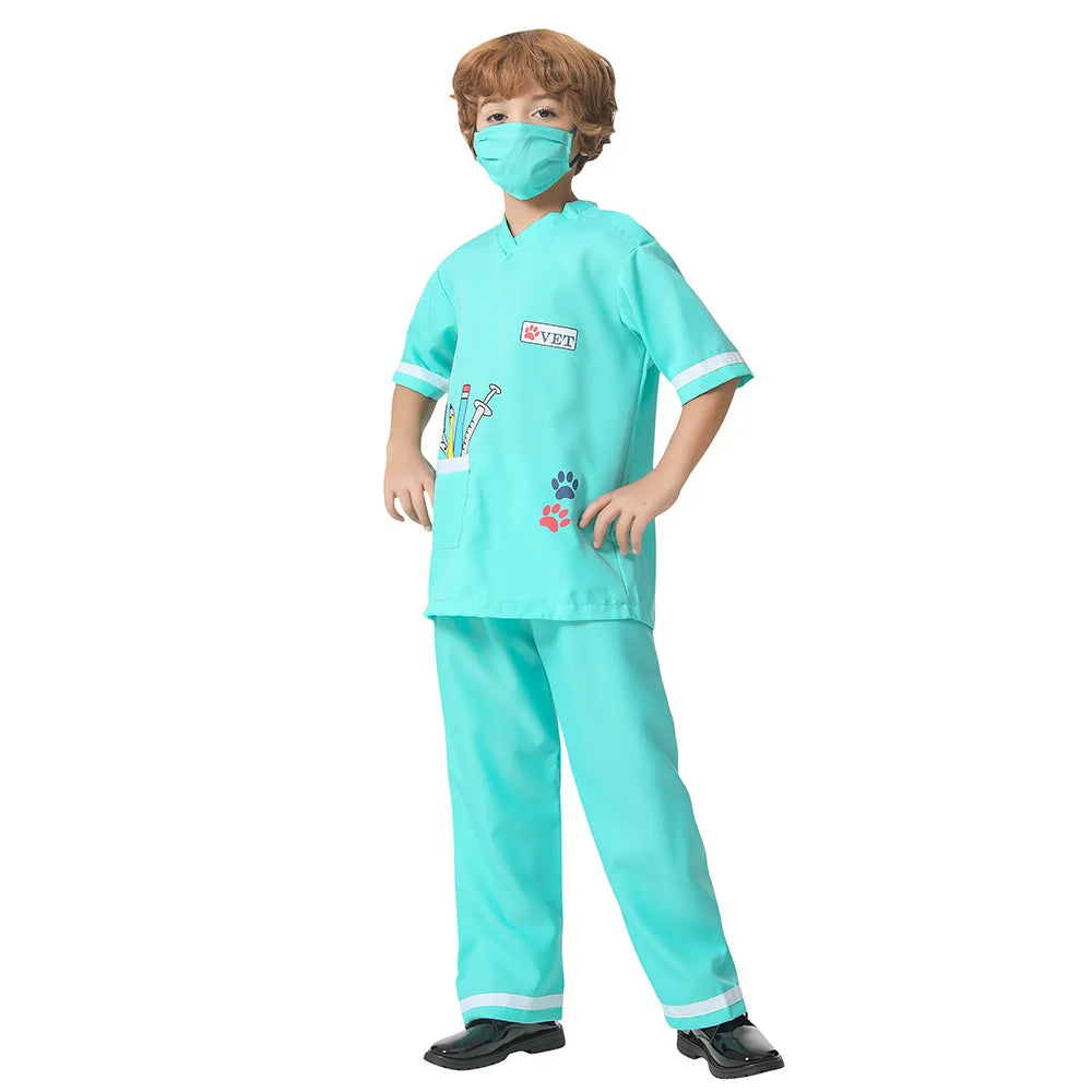 Kids Costumes Career Day Halloween Costumes Veterinarian Doctor Uniform Good Vibrations