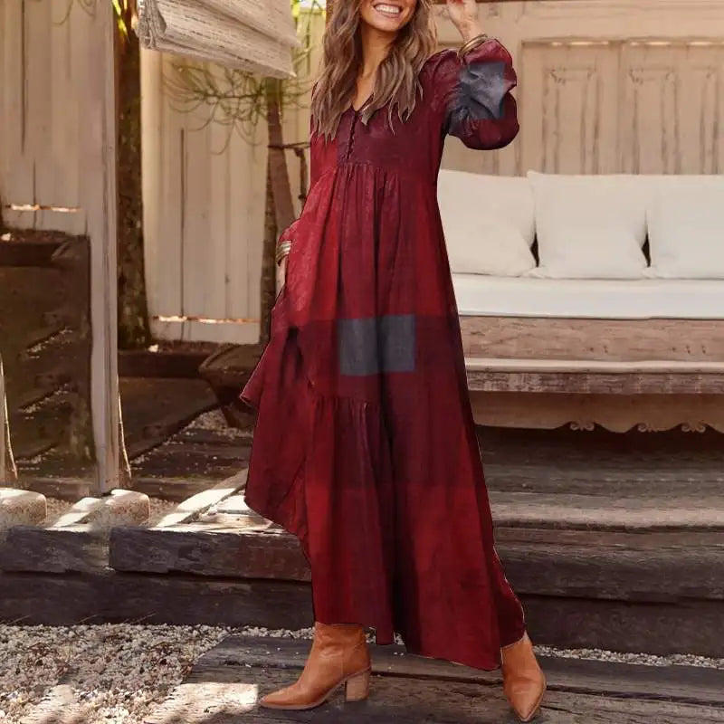 Elegant Women Maxi Shirt Dress ZANZEA Losse Long Sleeve Vestidos Autumn Vintage Ladies Plaid Dress Fashion Robe Good Vibrations
