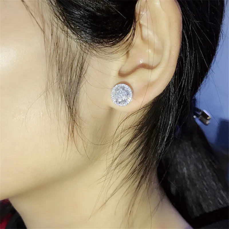 Charm 14K Gold Lab Diamond Stud Earring Real 925 sterling silver Jewelry Engagement Wedding Earrings for Women Bridal Party Gift Good Vibrations