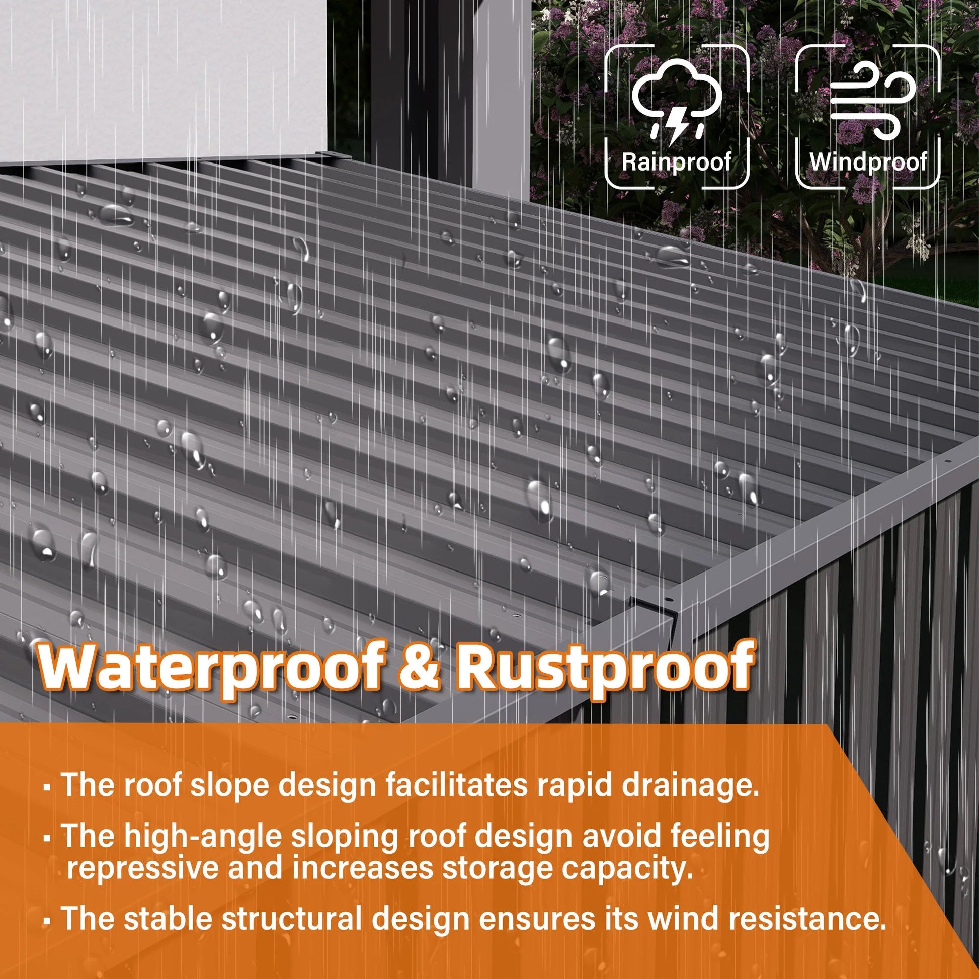 9X4FTfree Shipping in Stock  Gray Metal Garden Shed for Tools Sloping Roof 6 Vents 2 Swing Doors Steel Frame for Backyard Patio Good Vibrations