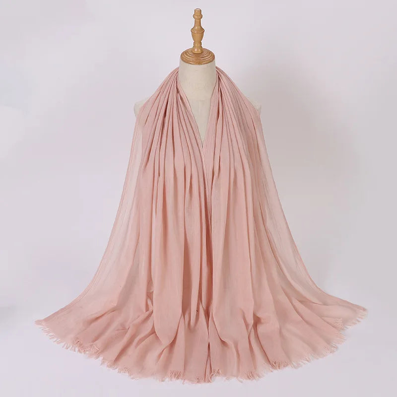 High Quality Viscose Cotton Hijab Shawls Plain Tassels Polyester Veils for Hijab Ladies Good Vibrations