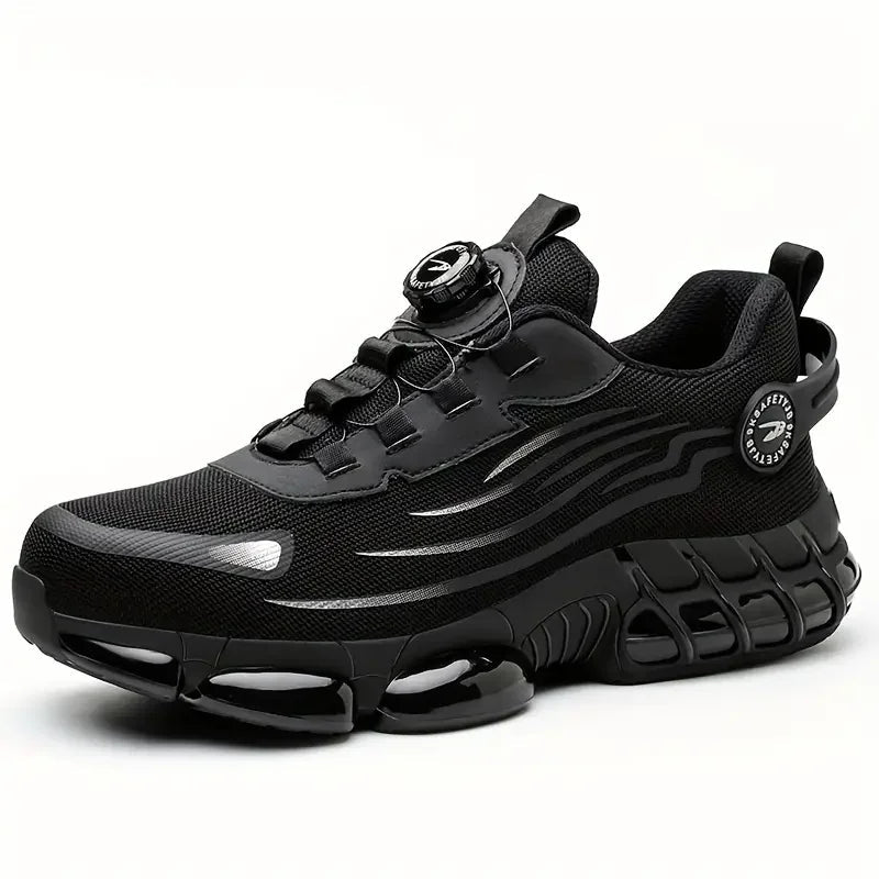 Rotary Button Safety Shoes Men Steel Toe Sneakers Puncture Proof Work Safety Boots Air Cushion Sport Work Shoes Anti-smash Boots Good Vibrations