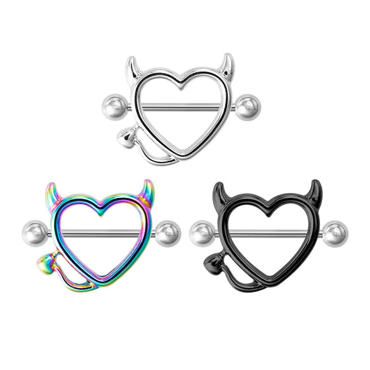 1 Pair 14G Stainless steel Breast Piercing Jewelry Heart Nipple Piercing Bar Nipple Rings Shield Cover Barbell Sexy Piercings Good Vibrations