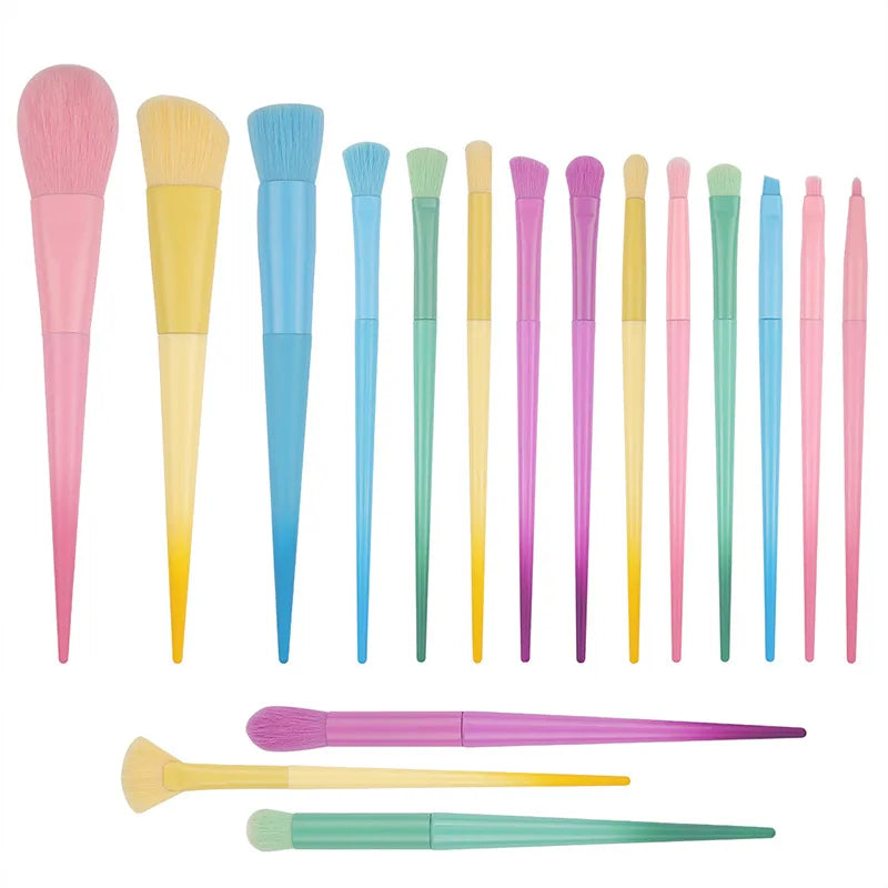 Wholesale 17-Piece Makeup Brush Set in 17 Candy Colors for Face Lips Concealer Eye Shadow Powder Repair Good Vibrations