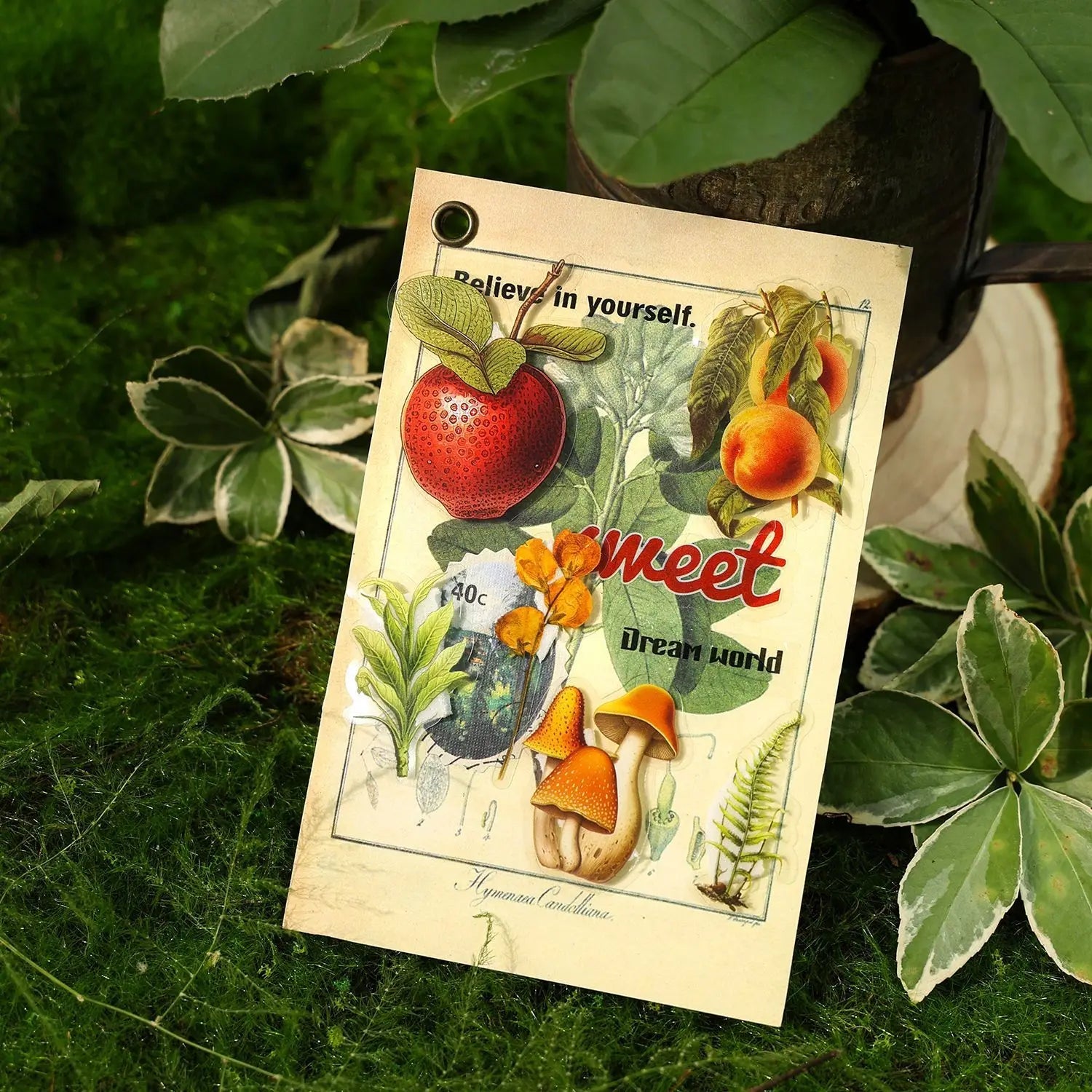 40 Sheets/pack PET Sticker Pack Green Wilderness Pastoral Series Alien Plant Theme Material Decoration Good Vibrations