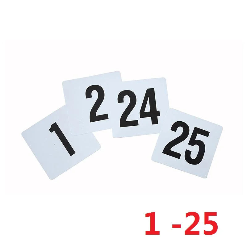1- 100 Wedding Table Numbers Seat Cards Plastic Double White Black Table Number Signs Durable Square Restaurant Cafe Bar Utensil Good Vibrations