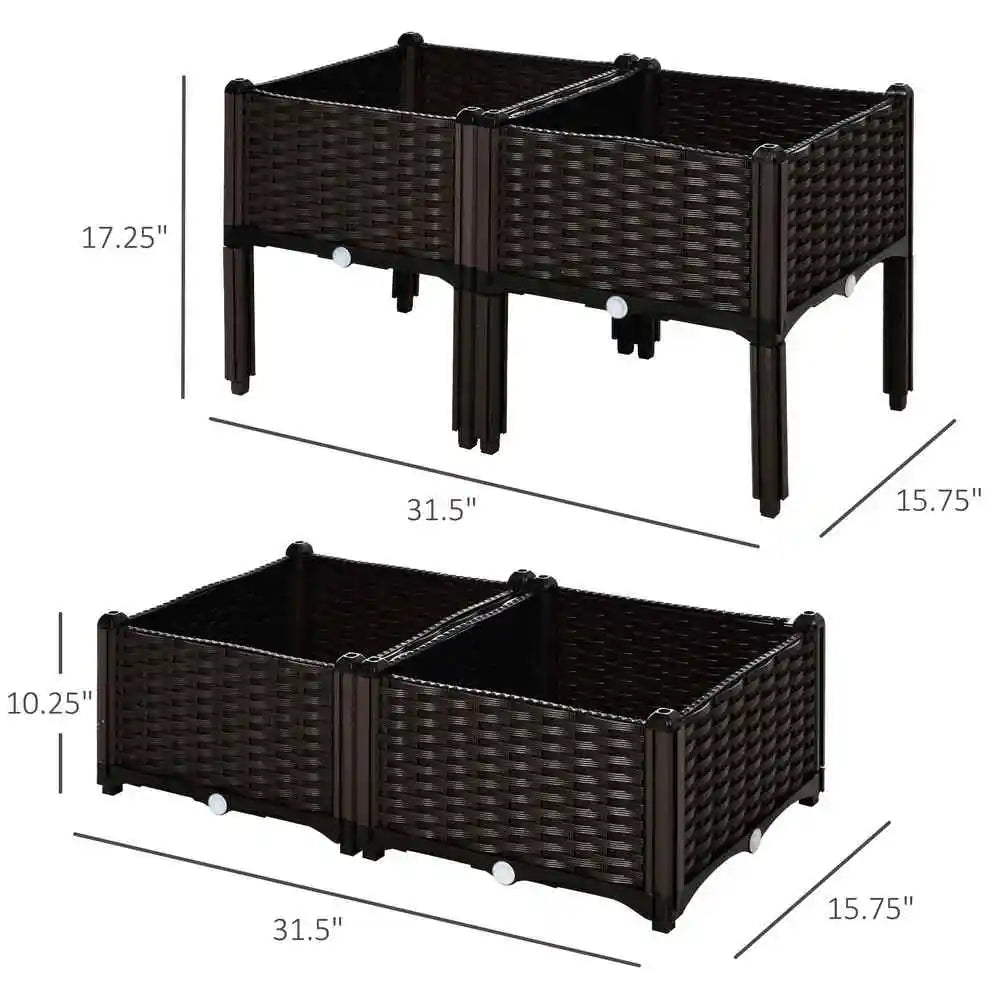 4 Piece Raised Garden Bed with Legs, Self-Watering Planter Box Raised Bed to Grow Flowers, Herbs & Vegetables, Brown Good Vibrations