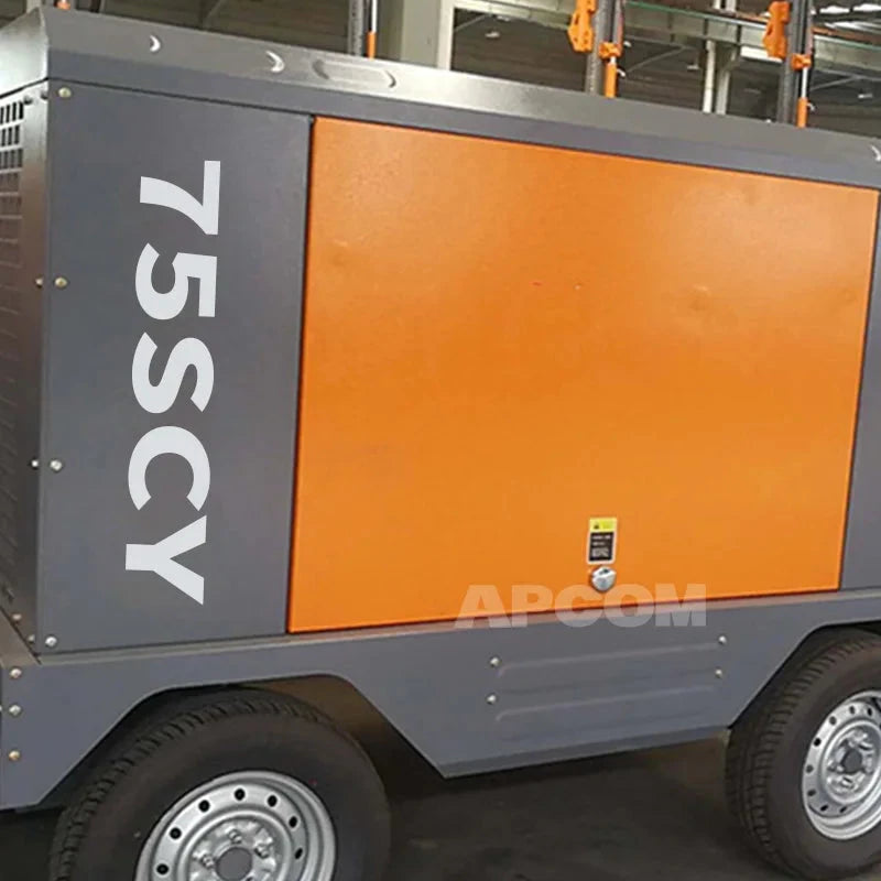 APCOM 75SCY-14.5 air Compressor diesel Compressor air Compressor with diesel Engine 14.5bar 10m3 530CFM 530 Cfm High Pressure Good Vibrations
