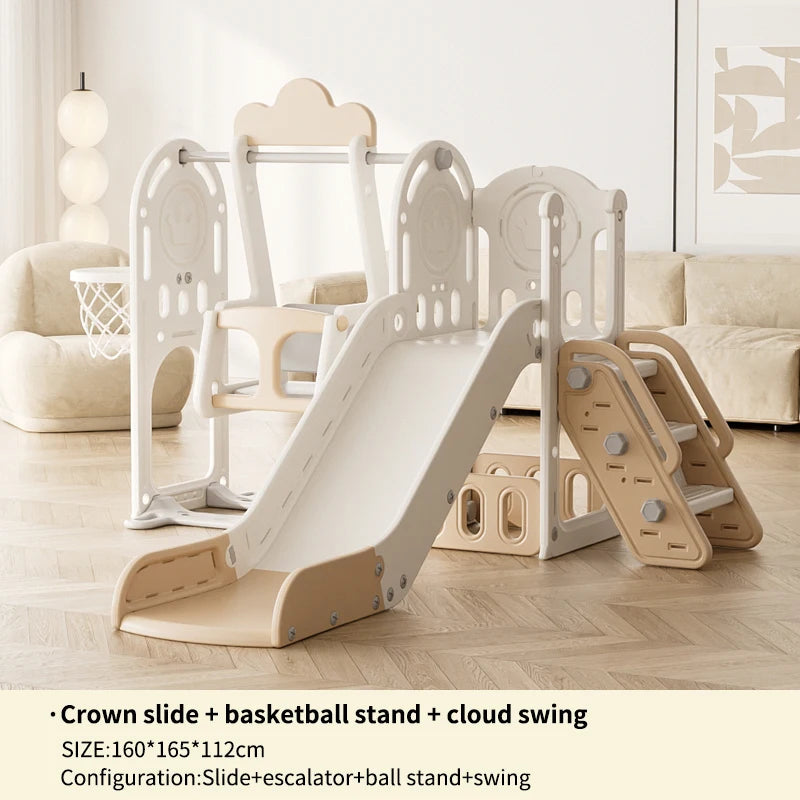Feelbaby White Plastic Indoor Playground Set Swings Slide for Kids Home Garden Use-PE Material for Educational Shopping Mall Use Good Vibrations