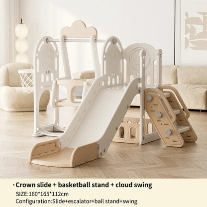 Feelbaby White Plastic Indoor Playground Set Swings Slide for Kids Home Garden Use-PE Material for Educational Shopping Mall Use Good Vibrations