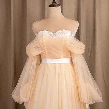 1620# Super Fairy Simple Tulle Wedding Dress Princess Style Vintage Real Photo Factory Price Strapless Off Shoulder wedding gown Good Vibrations