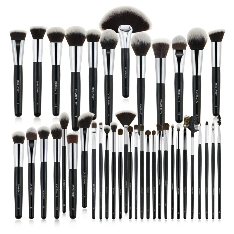 ZNY Professional 5-40 Pcs Black Wholesale Makeup Brushes Set Powder Foundation Highlight Eyebrow Eye Shadow Brushes Makeup Good Vibrations