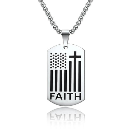 Bible Cross Necklace Dog Tag Pendant Inspiring Strengthening Courage Scripture Necklaces for Men Religious Jewelry Good Vibrations
