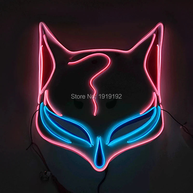 Halloween Carnival Party Costume Decoration Luminous LED Mask Halloween Mask LED Maske Light Up Party Masks for Glow Party Good Vibrations
