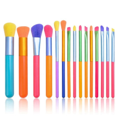 Makeup Brushes 15Pcs Colourful Makeup Brush Set Premium Synthetic Face Powder Kabuki Foundation Eye Shadow Make up Brush Kit Good Vibrations