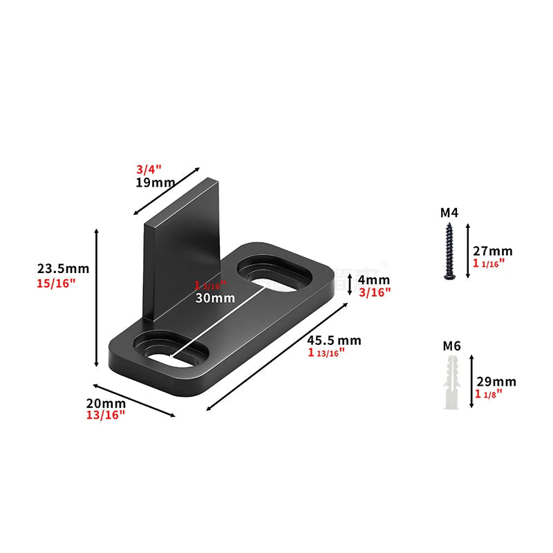 Wholesale Black Adjustable Carbon Steel Stay Roller Hardware Furniture Hardware Floor Guide Barn Door Guide for Bottom Good Vibrations