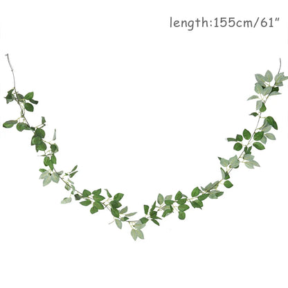 Wedding Decoration Artificial Fake Leaves Vines Eucalyptus Garlands Wall Hanging Plant Ivy Birthday Party Wedding Table Decor Good Vibrations