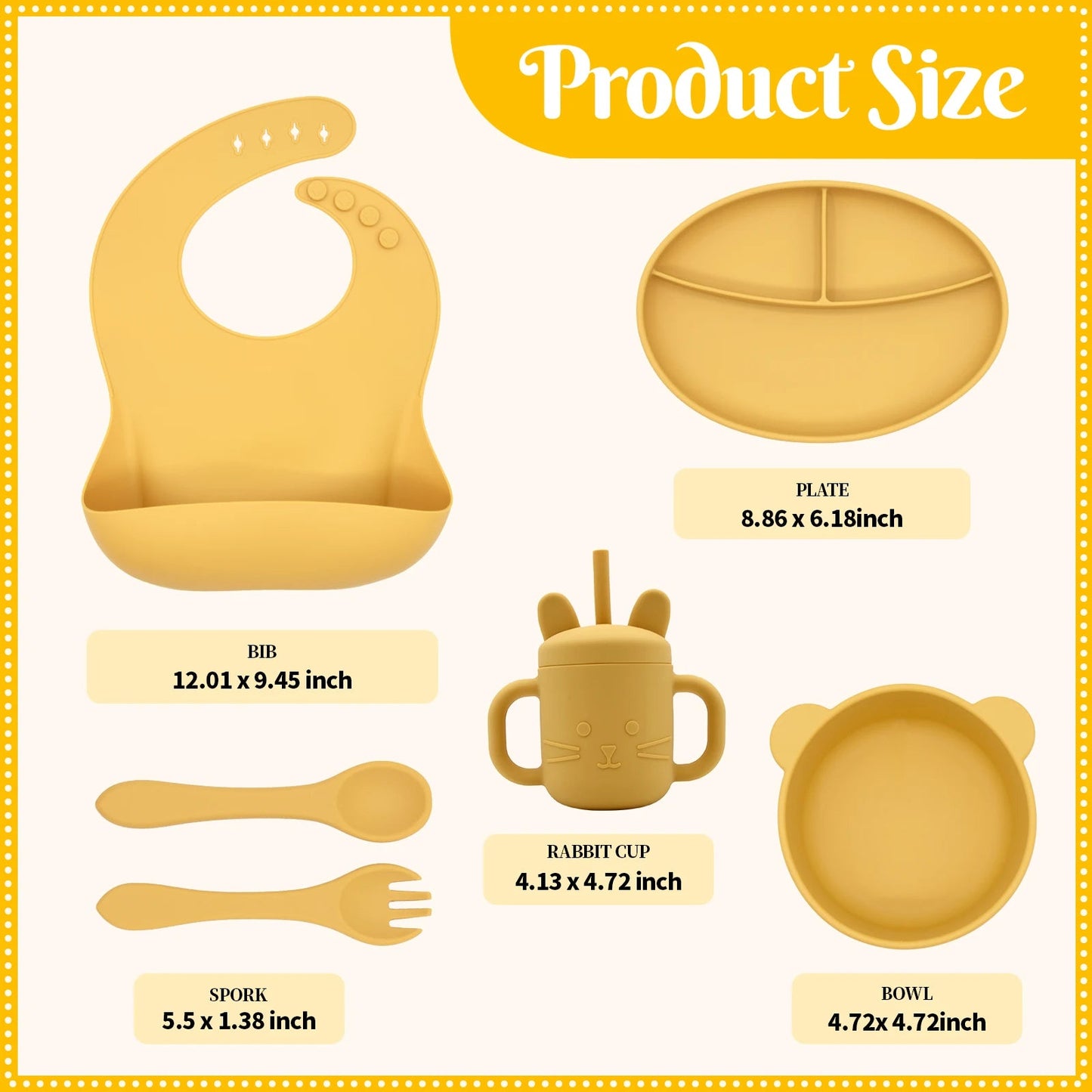Food Grade Bpa Free Silicone Tableware Set Kids Dinnerware Set Durable Easy Clean Baby Bib Plate Bowl Spoon Fork Set Good Vibrations