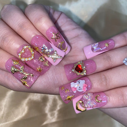 High Quality Multiply Designs 3D Handmade Customize Salon Press on Nails Acrylic Materials Set Good Vibrations