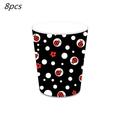 Cartoon Ladybug Theme Birthday Supplies Tablecloth Paper Plate Cup Banner Balloon Party Decoration Set Baby Shower Decoration Good Vibrations