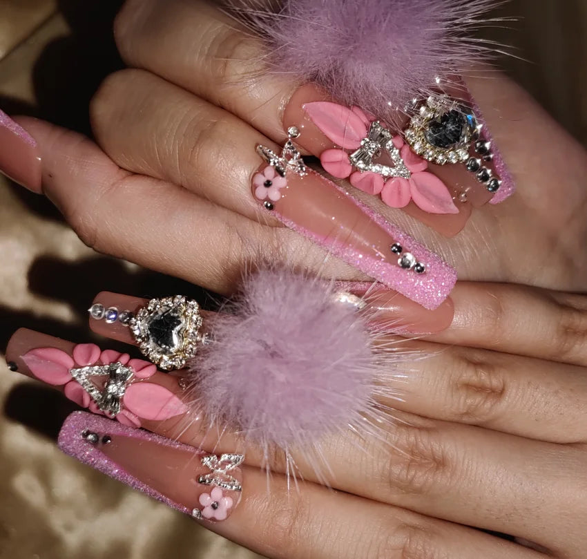 High Quality Multiply Designs 3D Handmade Customize Salon Press on Nails Acrylic Materials Set Good Vibrations