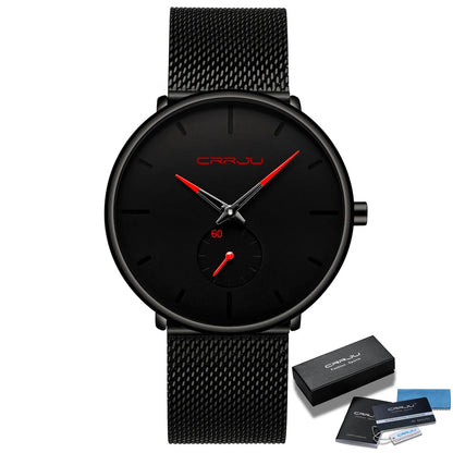 Men Watch CRRJU Watch Women Quartz Dress Watch for Men Dress Watches Fashion Unisex Ultra Thin Wristwatch Relojes Para Hombre Good Vibrations