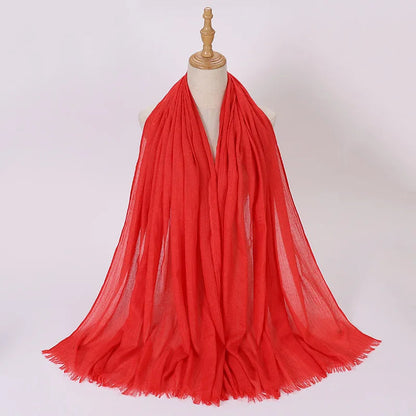 High Quality Viscose Cotton Hijab Shawls Plain Tassels Polyester Veils for Hijab Ladies Good Vibrations