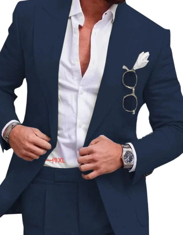 S-4XL Men Suits Prom Tuxedo Slim Fit 2 Piece Groom Wedding Suits for Men Custom Blazer 2 Pieces (jacket+pant)