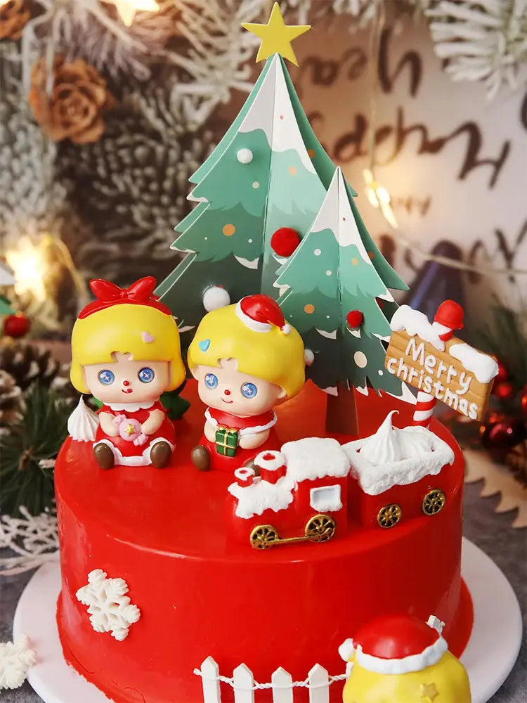 Christmas Cake Toppers Resin Santa Claus Cake Decor Xmas Tree Cupcake Dec Merry Christmas Decor For Home Happy new Year Gifts Good Vibrations