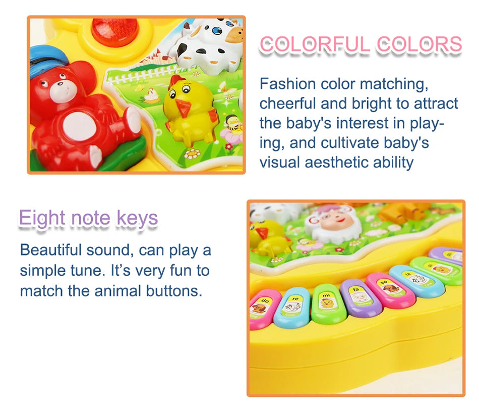 Baby Musical Toy with Animal Sound Kids Piano Keyboard Electric Flashing Music Instrument Early Educational Toys for Children Good Vibrations