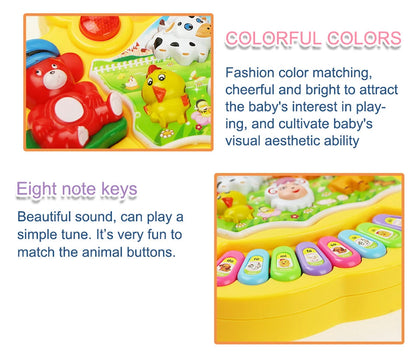 Baby Musical Toy with Animal Sound Kids Piano Keyboard Electric Flashing Music Instrument Early Educational Toys for Children Good Vibrations