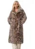 Women's Sexy Mink Faux Fur Overcoat with Long Cheetah Print Thicken Pocketed Dressy Jacket for Banquets and Outings Good Vibrations
