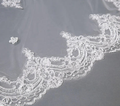 Wholesale Hot Sell Latest Long Tulle Wedding Bridal Veil Lace Wedding Veil Good Vibrations