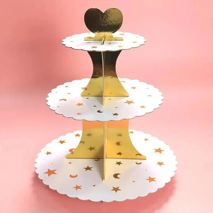 3-Tier Cardboard Cupcake Cake Stand Cupcake Holder for Birthday Party Wedding Baby Shower Christmas Parties Display Dessert Good Vibrations