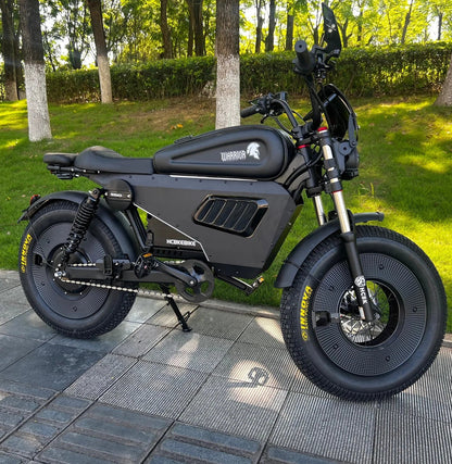 USA Warehouse HCBK-SS10 Original 60V50AH Black Warrior Electric Bike, New LED Armor, 130km Long Range Electric Bike Good Vibrations