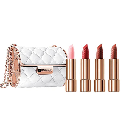 Luxury Pet Leather Bag Lipstick Set Non-Stick Cup Non-Fading Lip Balm Gift Box Lip Stick Full Set Wholesale Good Vibrations