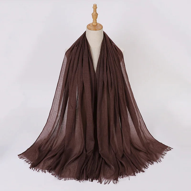 High Quality Viscose Cotton Hijab Shawls Plain Tassels Polyester Veils for Hijab Ladies Good Vibrations