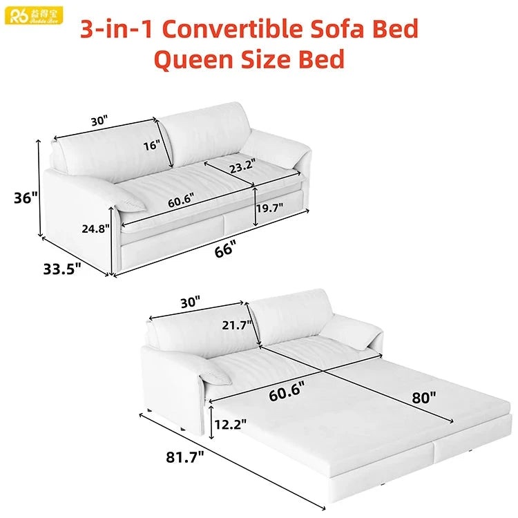 Modern Design High Rebound Sponge Storage Side 3 in 1 Sofa Bed with Serpentine Spring Single Apartment Furniture Good Vibrations