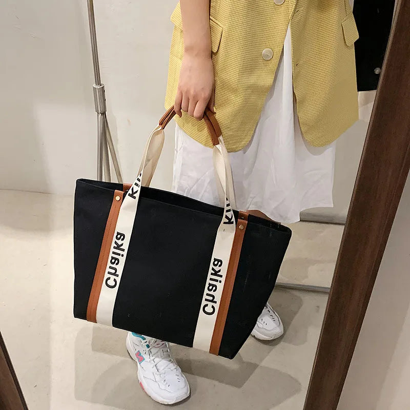 Women's Canvas Bag 2022 Summer New Fashionable Large Capacity Shoulder Bag College Style Underarm Tote Bag - Buy Lading Shou Good Vibrations