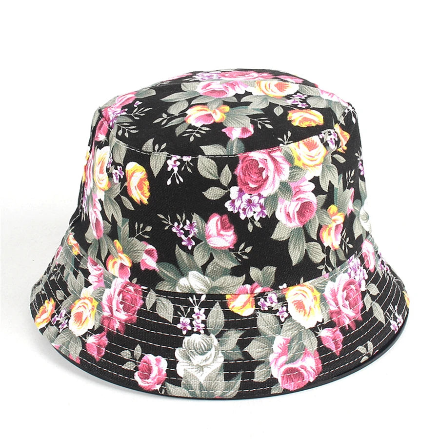 22 Colors Printed Bucket Hat Unisex Ins Trend Flat Top Outdoor Fisherman Hats Men Sunshade Caps Summer Travel Sun Cap Wholesale Good Vibrations